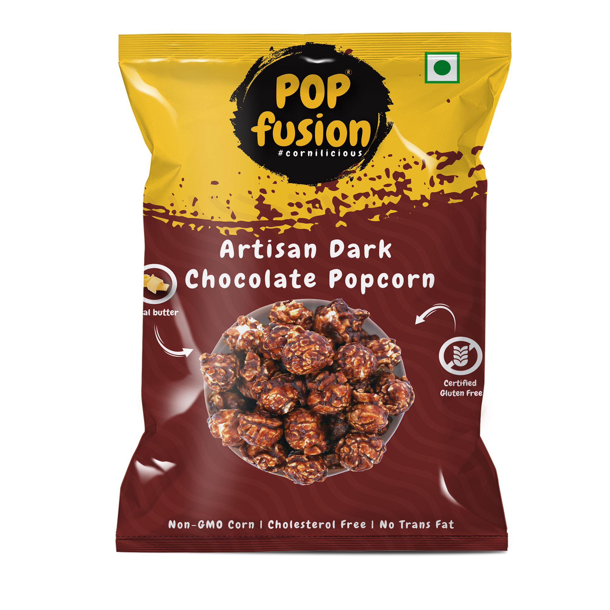 Pack of 4, Artisanal Dark Chocolate Popcorn Pouch-400g